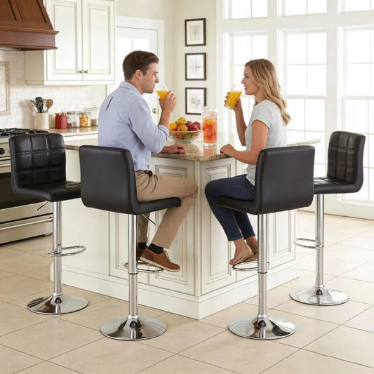 Set of 4 Adjustable Swivel Barstools,