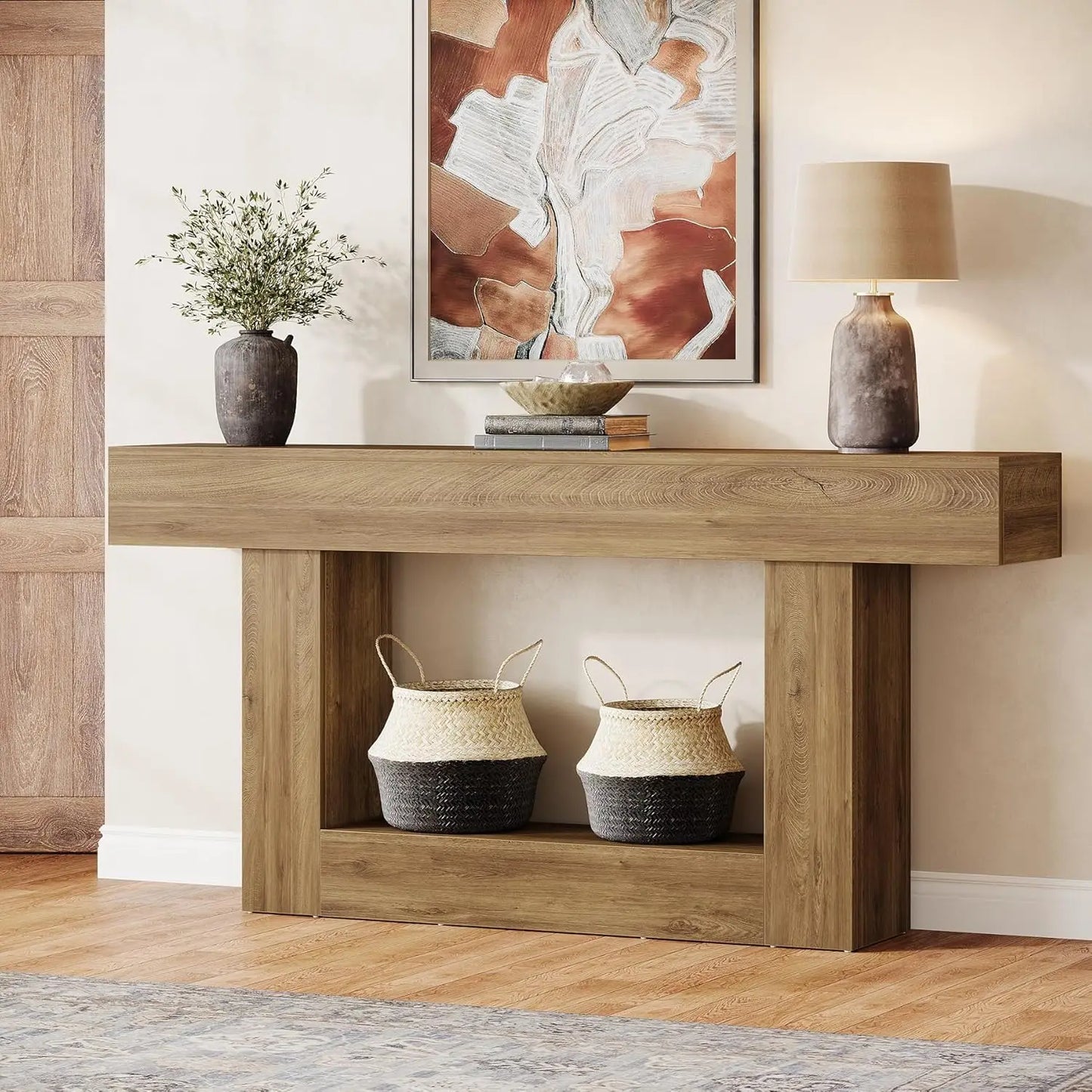 63" Farmhouse 2-Tier Entryway Table