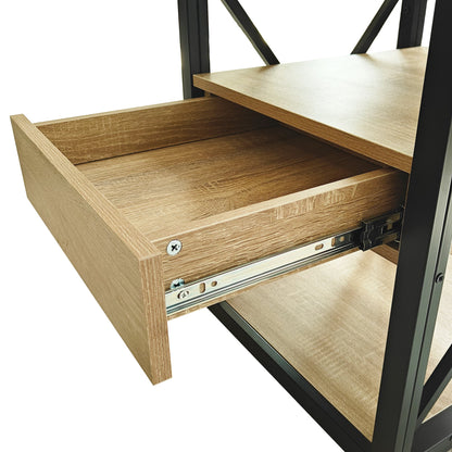 Set of 2 Modern End Tables with Drawer - Nightstands for Bedroom & Living Room