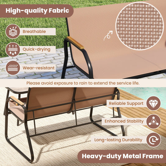 4 Pieces Patio Furniture Set with Rocking Bistro Chairs and Breathable Mesh Fabric
