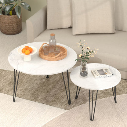 Round Nesting Coffee Table For Living Room (Set of 2)
