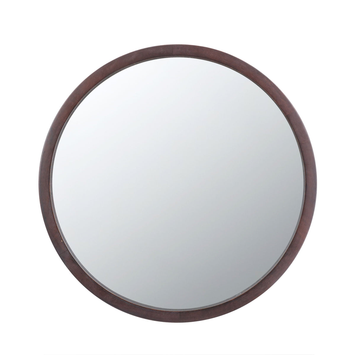 Circle Wall Mirror With Wooden Frame for Living Room