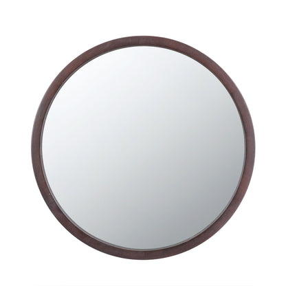 Circle Wall Mirror With Wooden Frame for Living Room