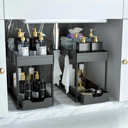 2 Tier Multi-Purpose Cabinet Organizer with Sliding Basket