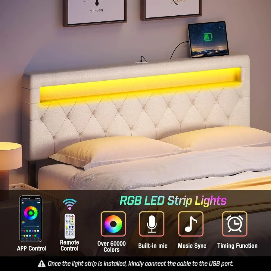 Headboard For Queen Size Bed With 60,000 DIY Color Of LED Light