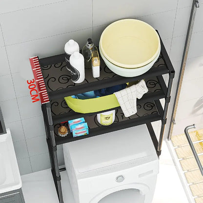 Over The Toilet Storage Cabinet, 3-Tier Metal Bathroom Organizer Shelf, Stable Freestanding Above Toilet Shelf for Laundry