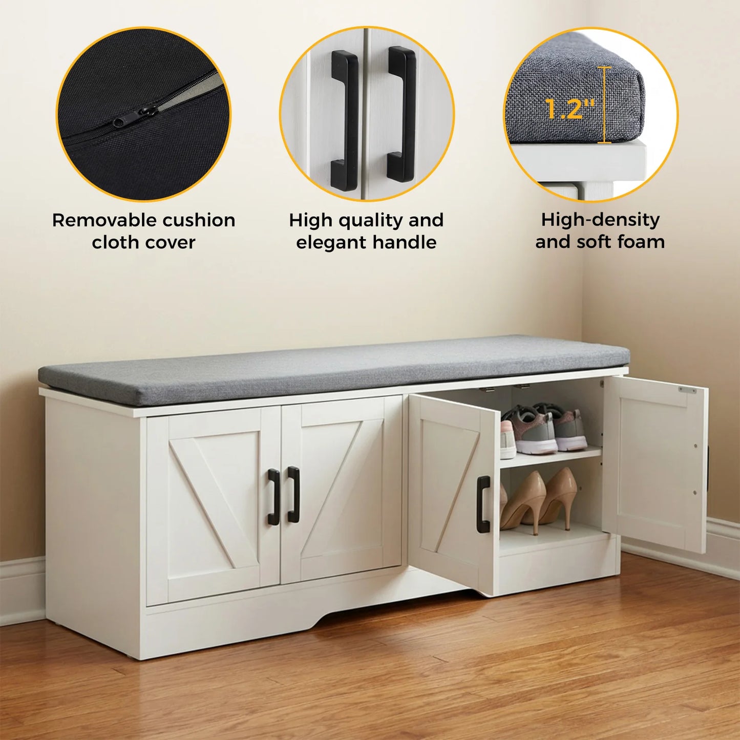 Storage Bench Shoe Organizer Cabinet
