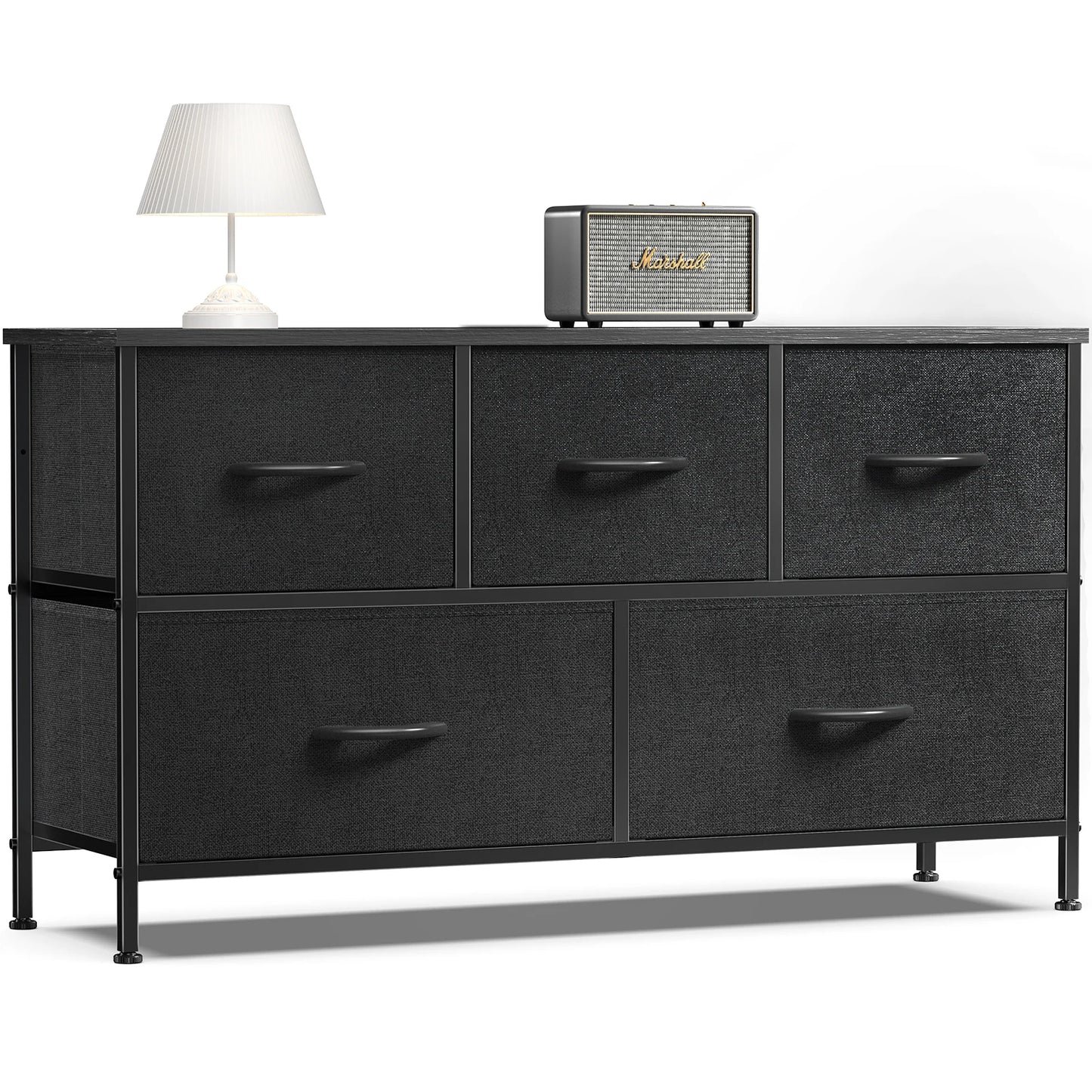 Display Cabinet/Dresser With 5 Fabric Drawers