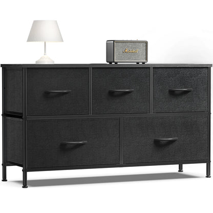 Display Cabinet/Dresser With 5 Fabric Drawers