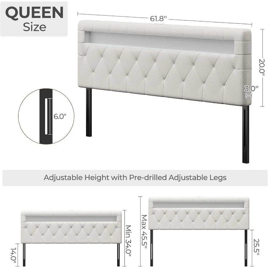 Headboard For Queen Size Bed With 60,000 DIY Color Of LED Light
