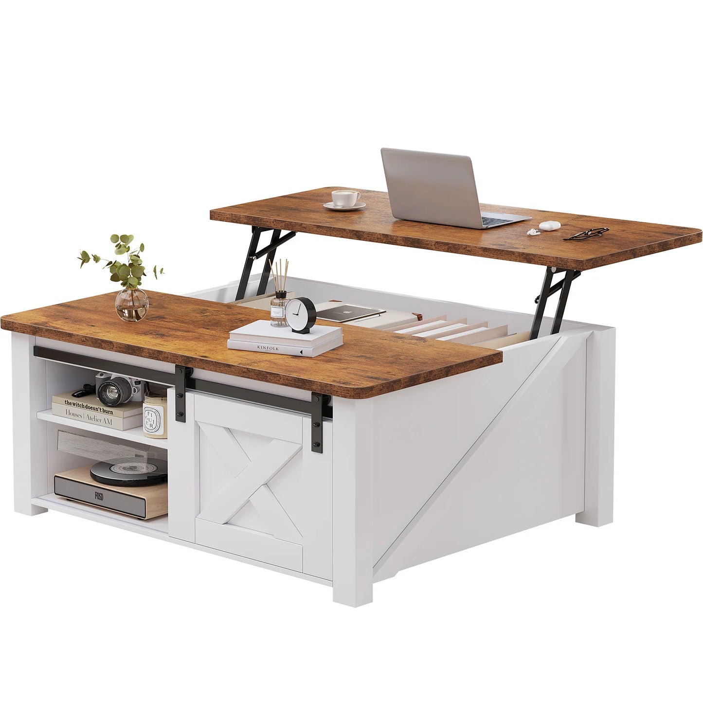 Wood Lift Top Coffee Table, Adustable Storage Shelf