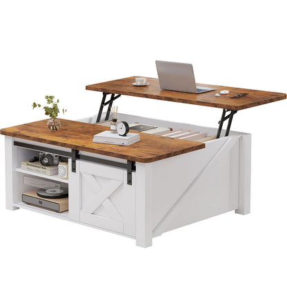 Wood Lift Top Coffee Table, Adustable Storage Shelf