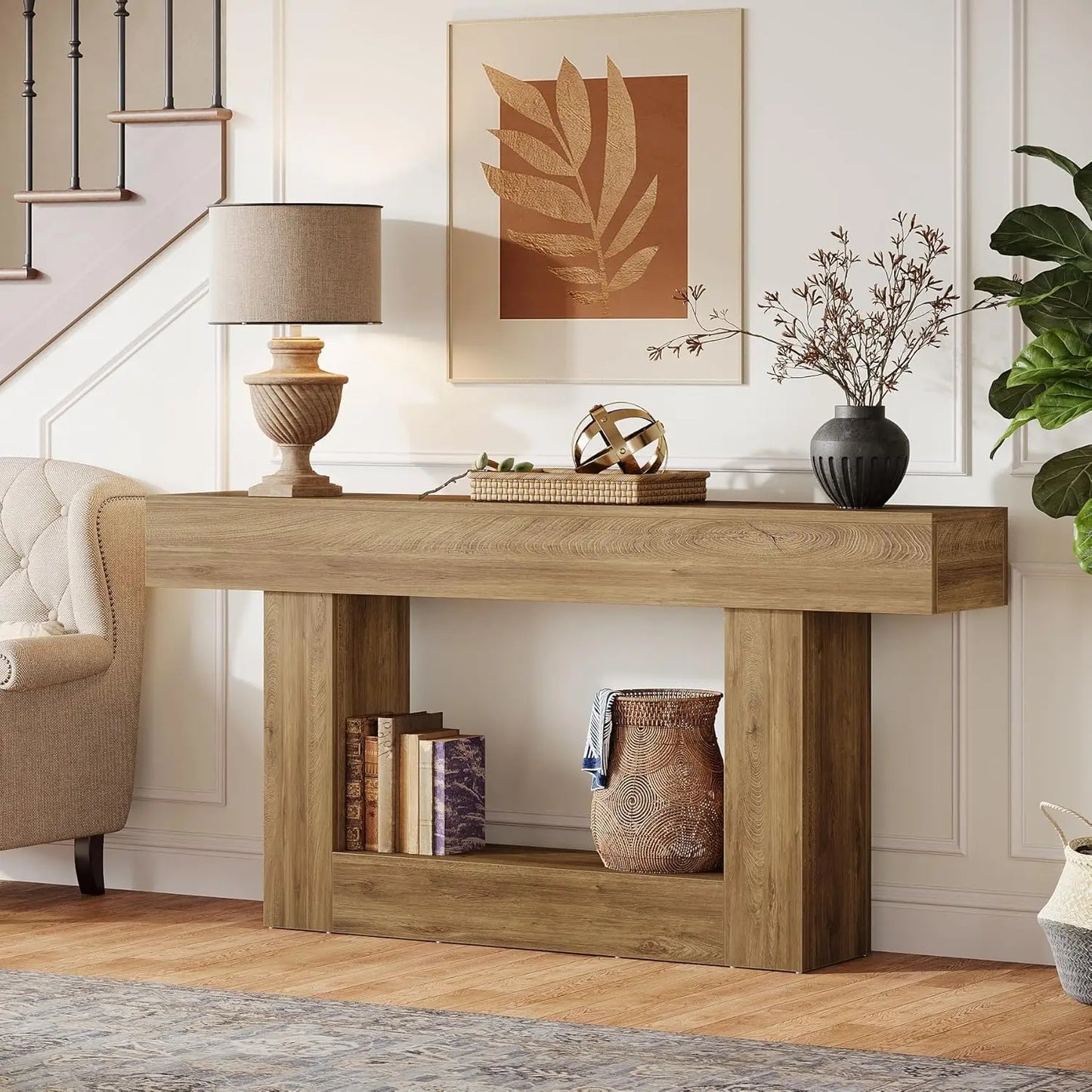 63" Farmhouse 2-Tier Entryway Table
