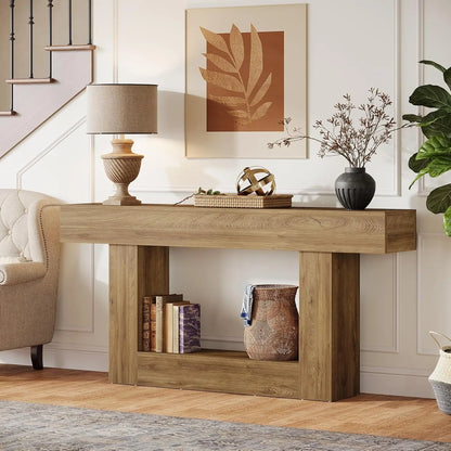 63" Farmhouse 2-Tier Entryway Table