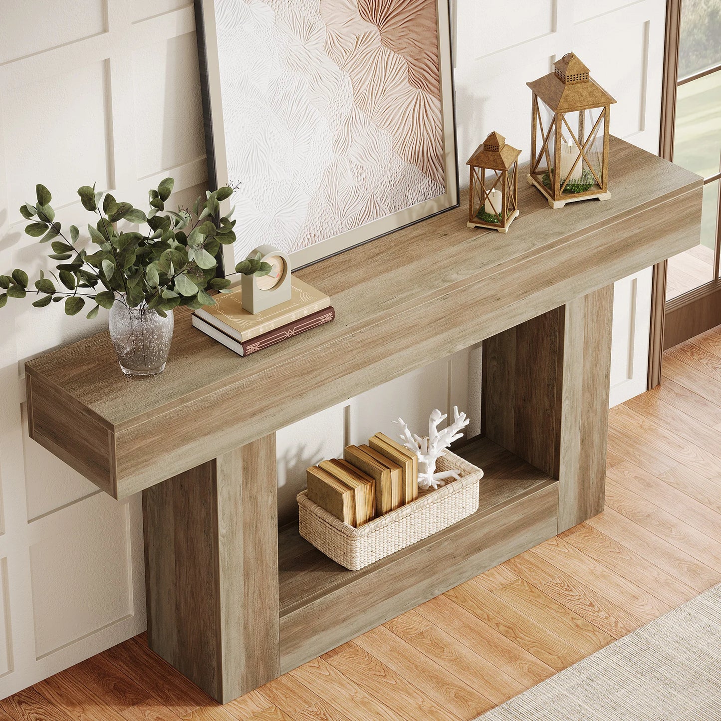 63" Farmhouse 2-Tier Entryway Table