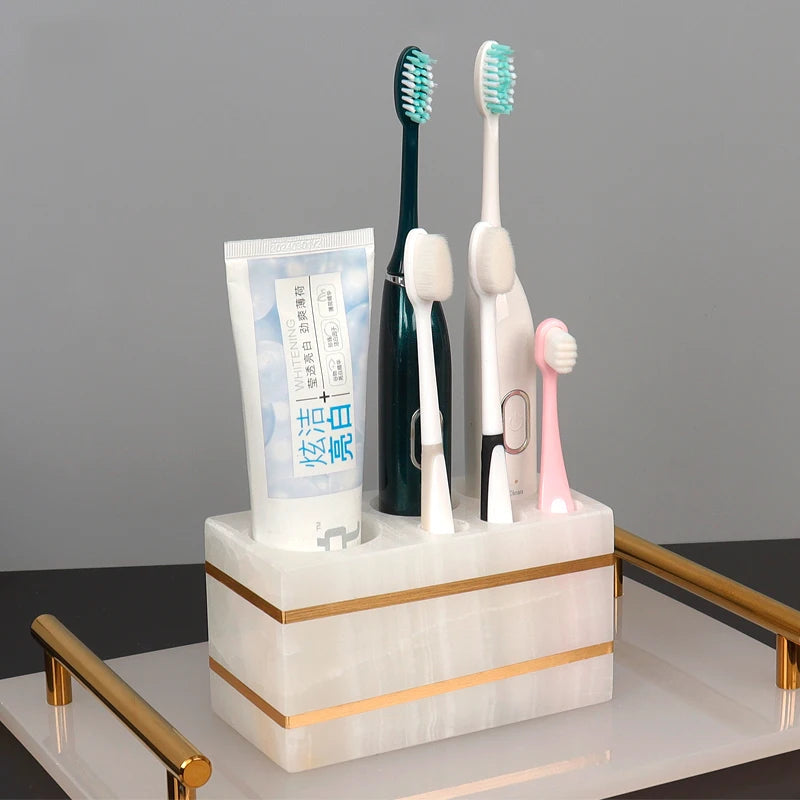 White Onyx Natural Marble Bathroom Accessories Set