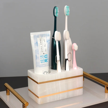 White Onyx Natural Marble Bathroom Accessories Set