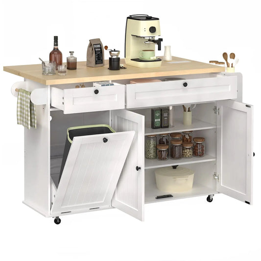 60" Mobile Kitchen Rolling Island, Towel Rack,