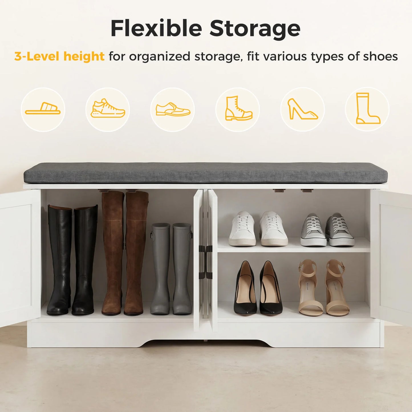 Storage Bench Shoe Organizer Cabinet