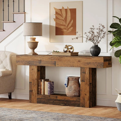 63" Farmhouse 2-Tier Entryway Table