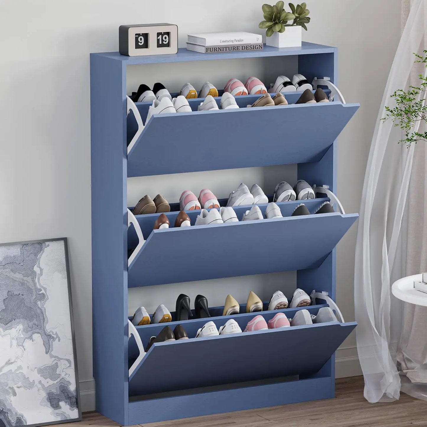 Shoe Cabinet with 3 Flip Drawers,