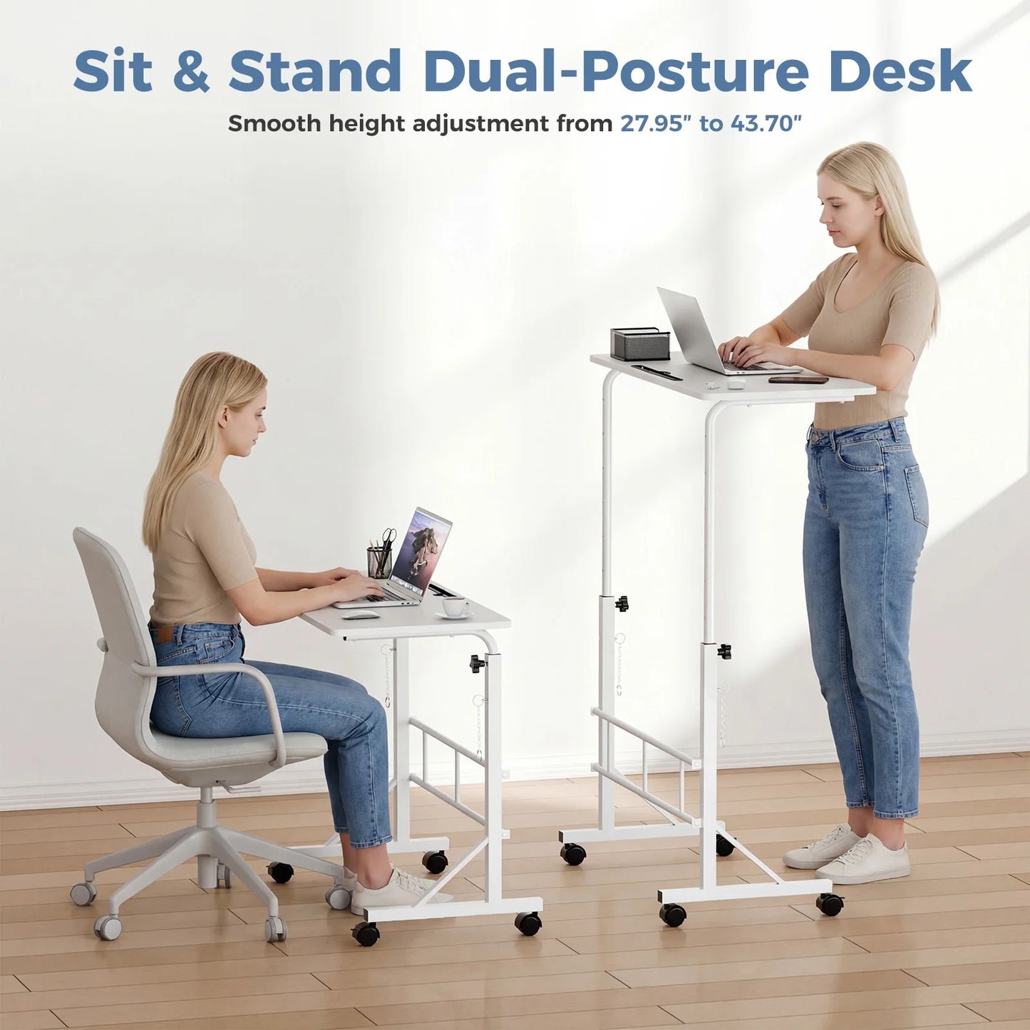 31.5" Adjustable Height Mobile Desk