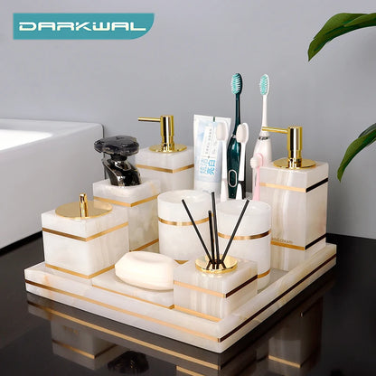 White Onyx Natural Marble Bathroom Accessories Set