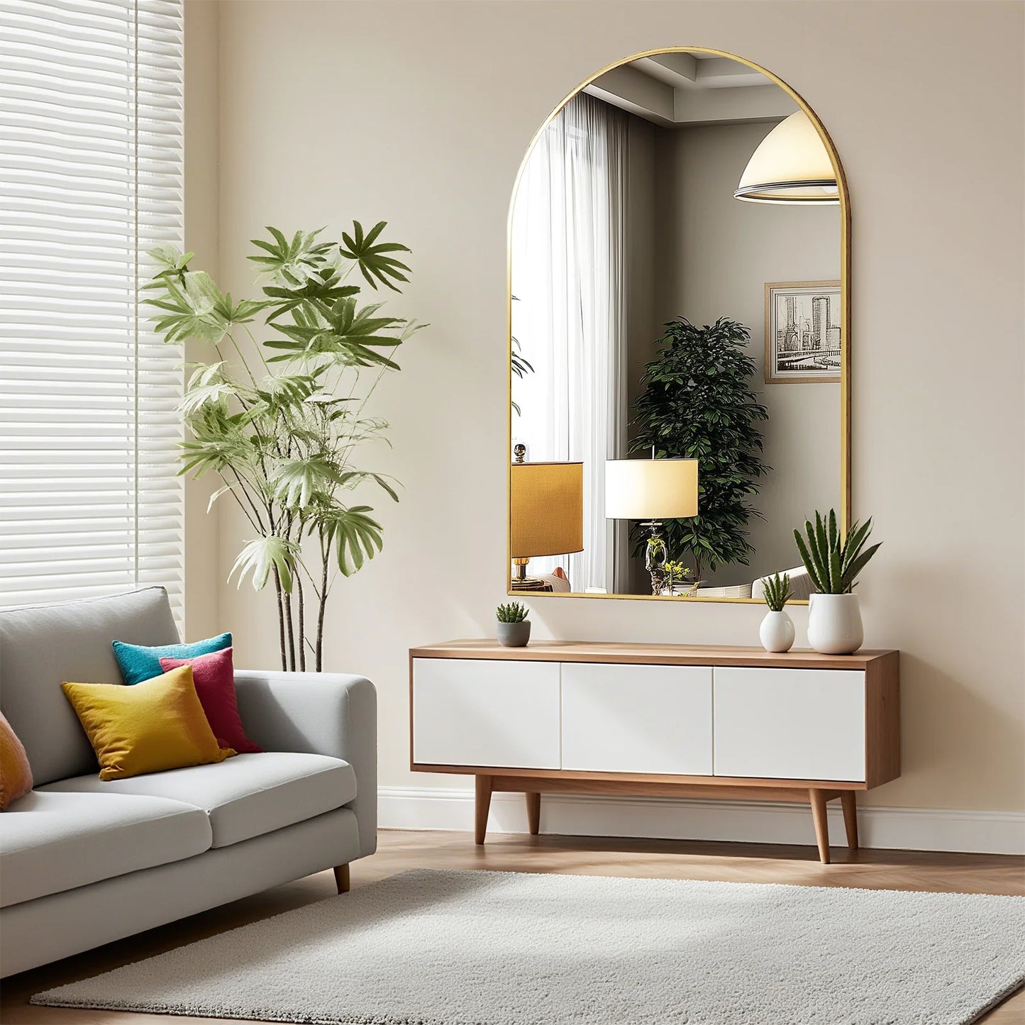 Arched Metal Framed Mirror