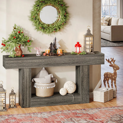 63" Farmhouse 2-Tier Entryway Table