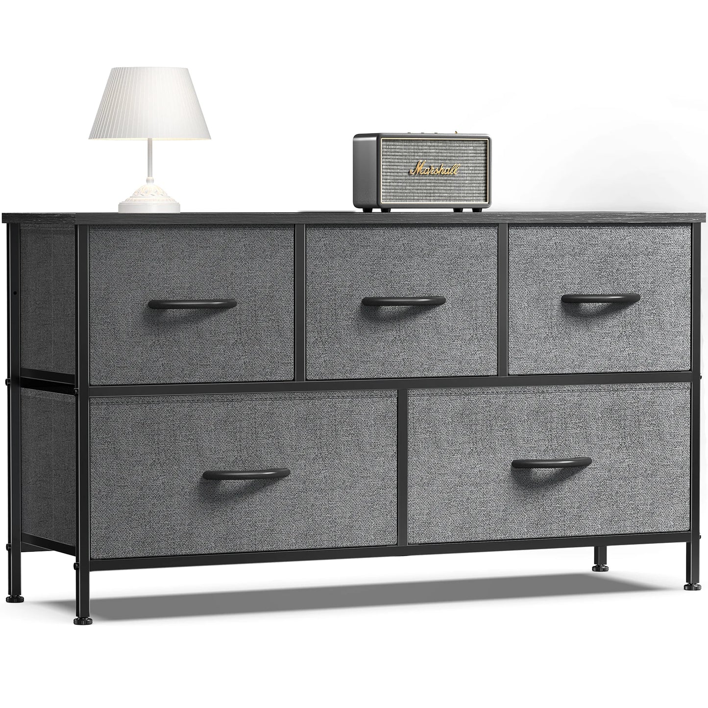 Display Cabinet/Dresser With 5 Fabric Drawers