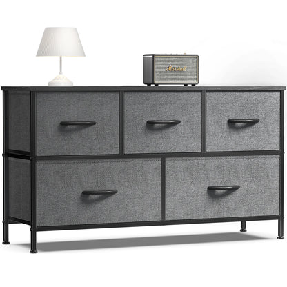 Display Cabinet/Dresser With 5 Fabric Drawers