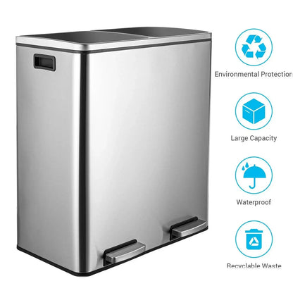 Brushed Stainless Steel Kitchen Step Trash Can