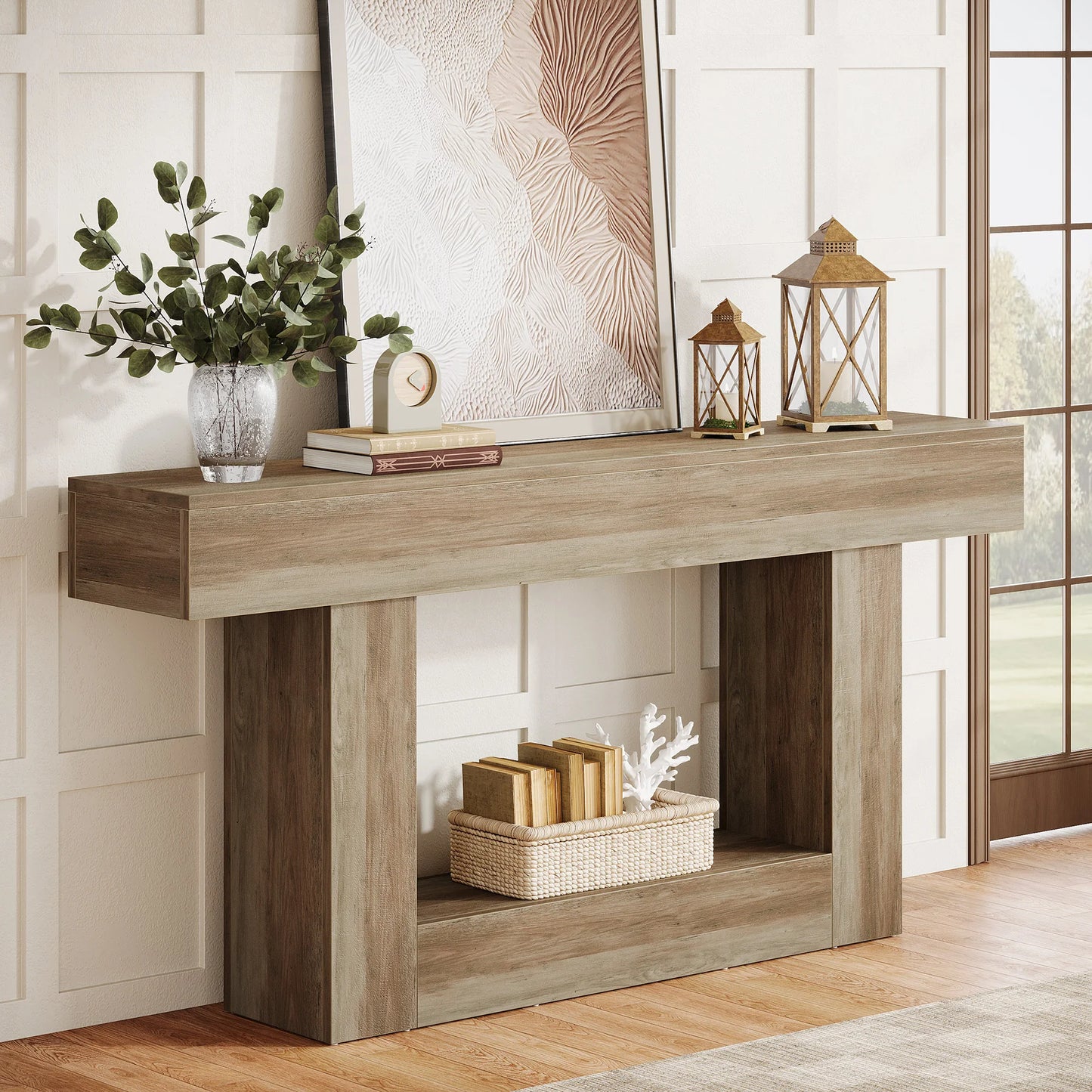 63" Farmhouse 2-Tier Entryway Table