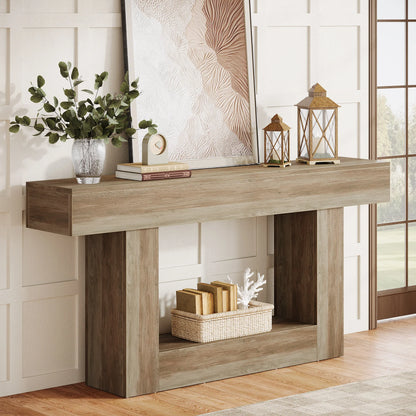 63" Farmhouse 2-Tier Entryway Table