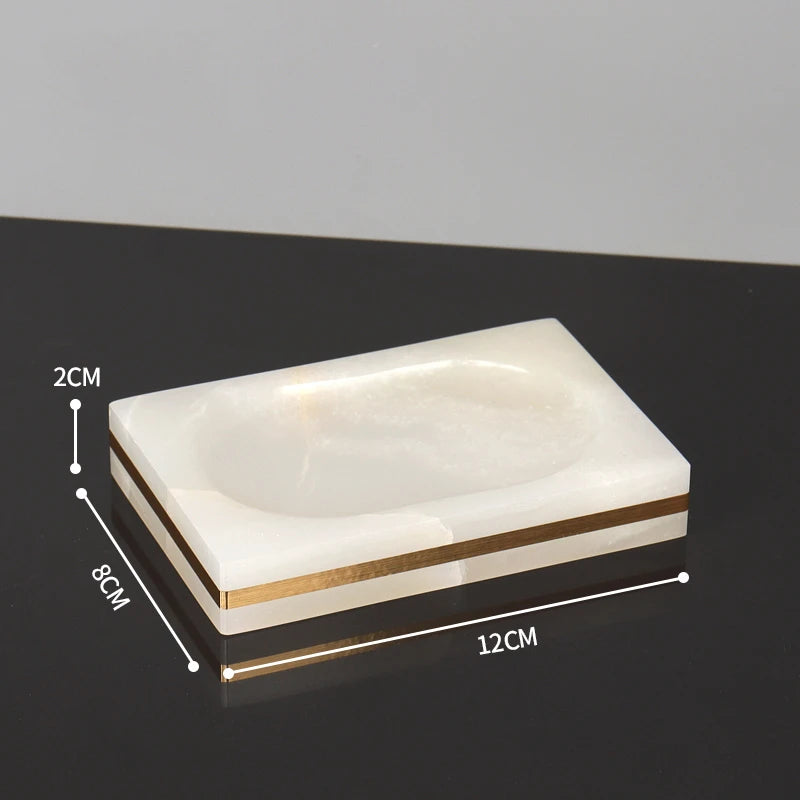 White Onyx Natural Marble Bathroom Accessories Set