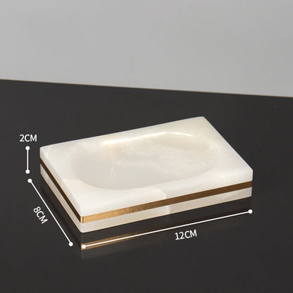 White Onyx Natural Marble Bathroom Accessories Set