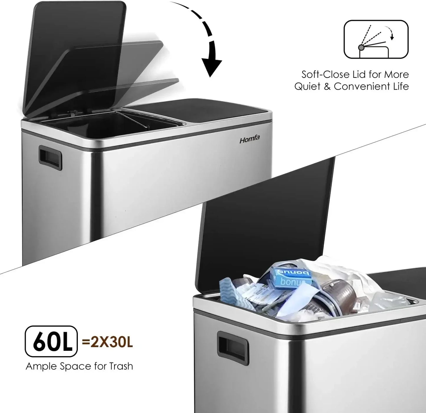 Brushed Stainless Steel Kitchen Step Trash Can