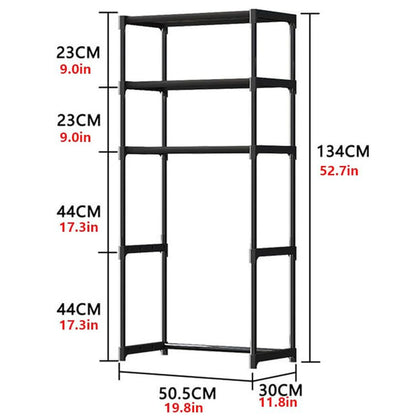 Over The Toilet Storage Cabinet, 3-Tier Metal Bathroom Organizer Shelf, Stable Freestanding Above Toilet Shelf for Laundry