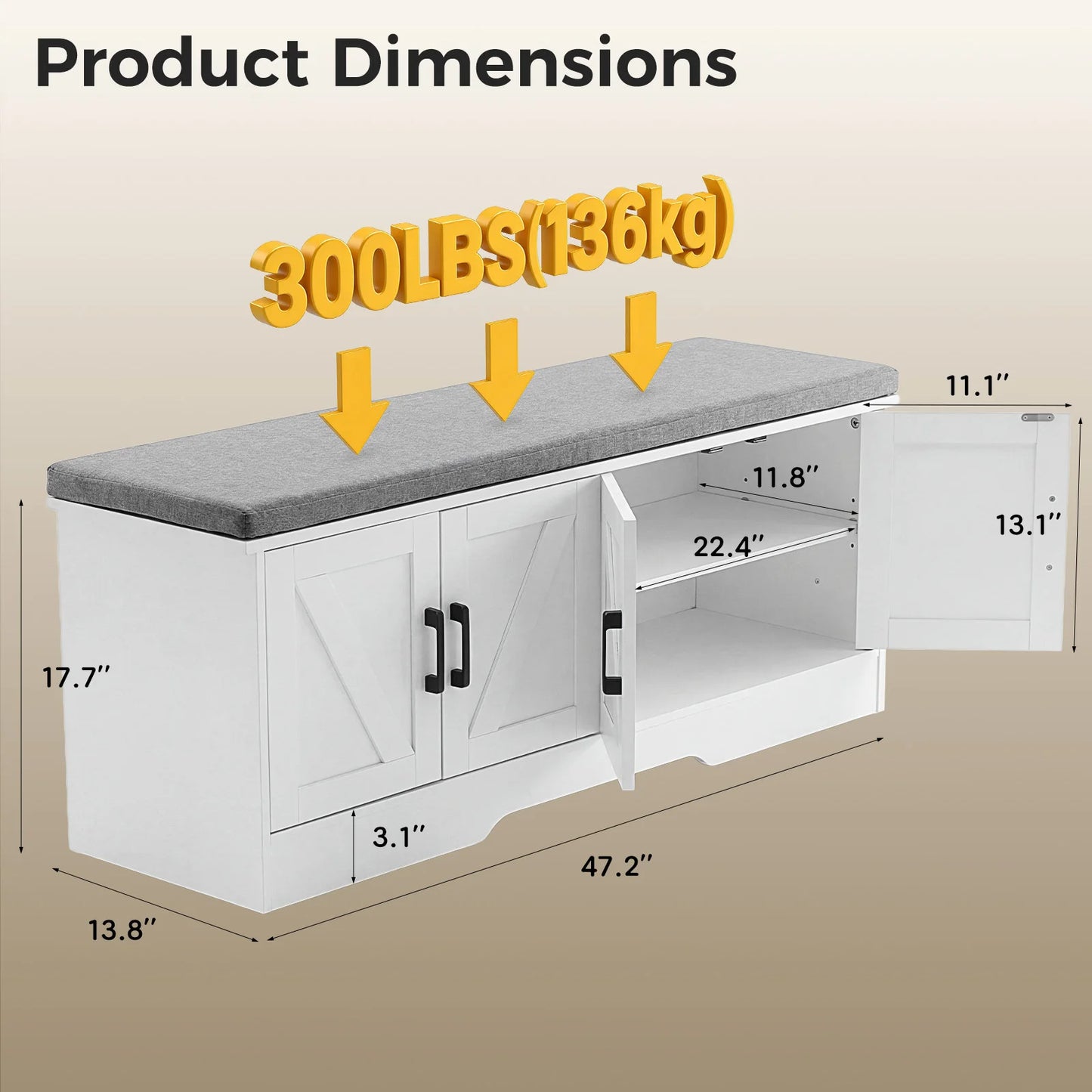 Storage Bench Shoe Organizer Cabinet
