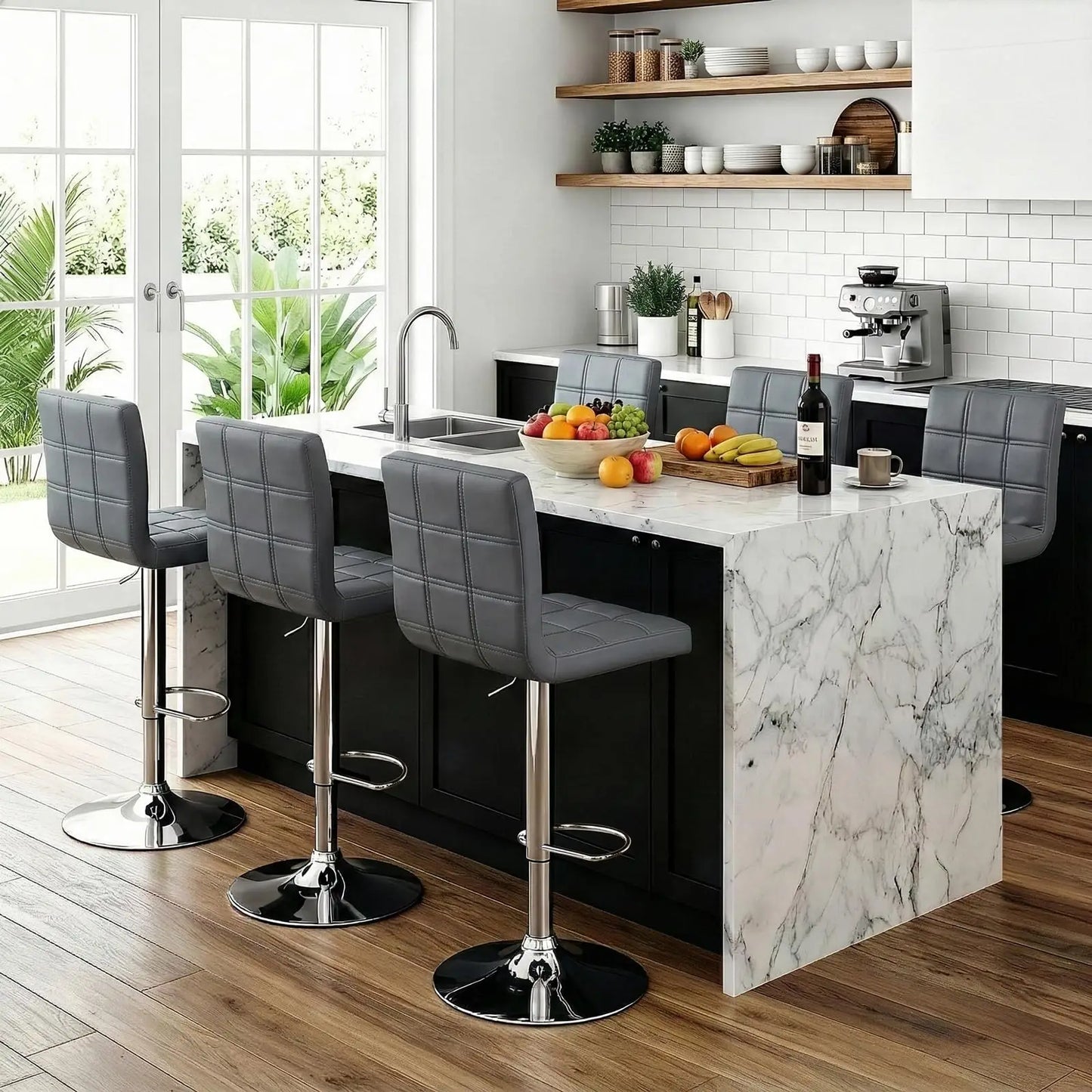 Set of 4 Adjustable Swivel Barstools,