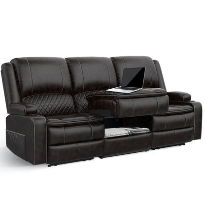 3 Seat Recliner Sofa with Console,
