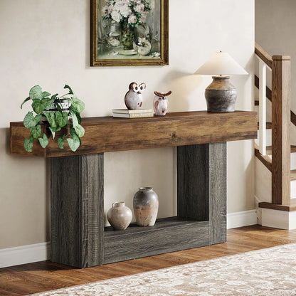63" Farmhouse 2-Tier Entryway Table