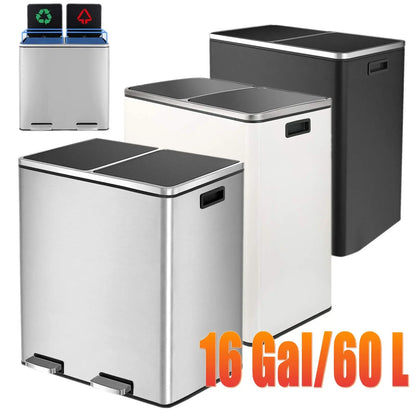 Brushed Stainless Steel Kitchen Step Trash Can