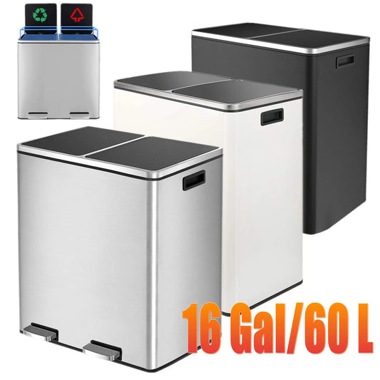 Brushed Stainless Steel Kitchen Step Trash Can