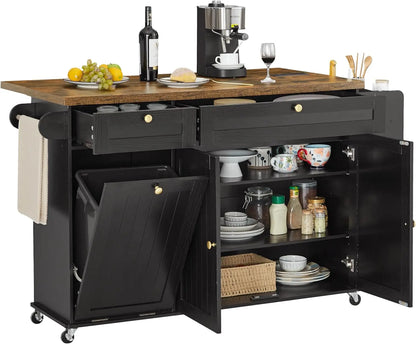 60" Mobile Kitchen Rolling Island, Towel Rack,
