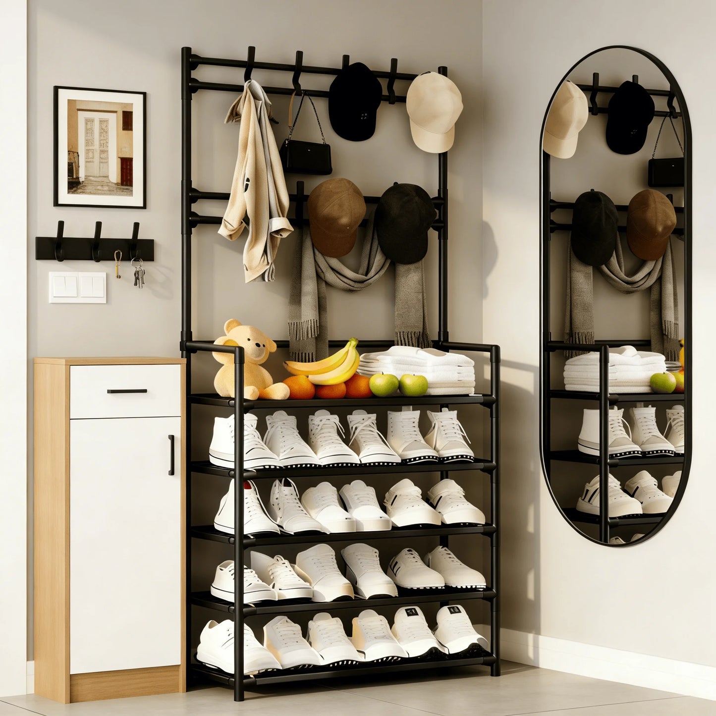 Freestanding Coat & Shoe Rack