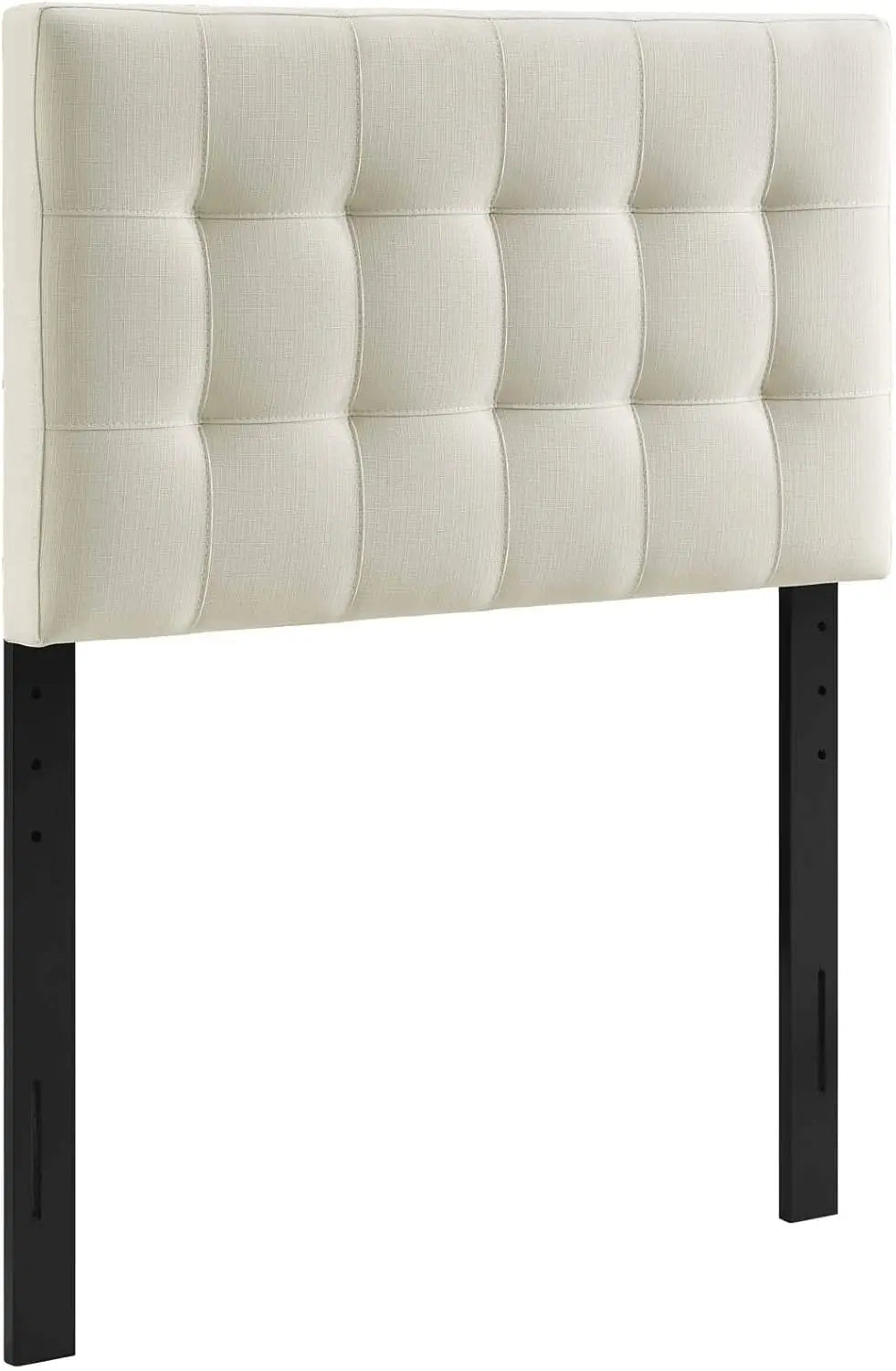 Linen Fabric Tufted Twin Headboard in Ivory, Adjustable Height for Bedroom Decor