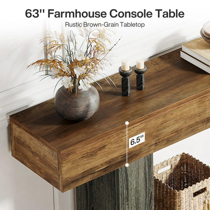 63" Farmhouse 2-Tier Entryway Table