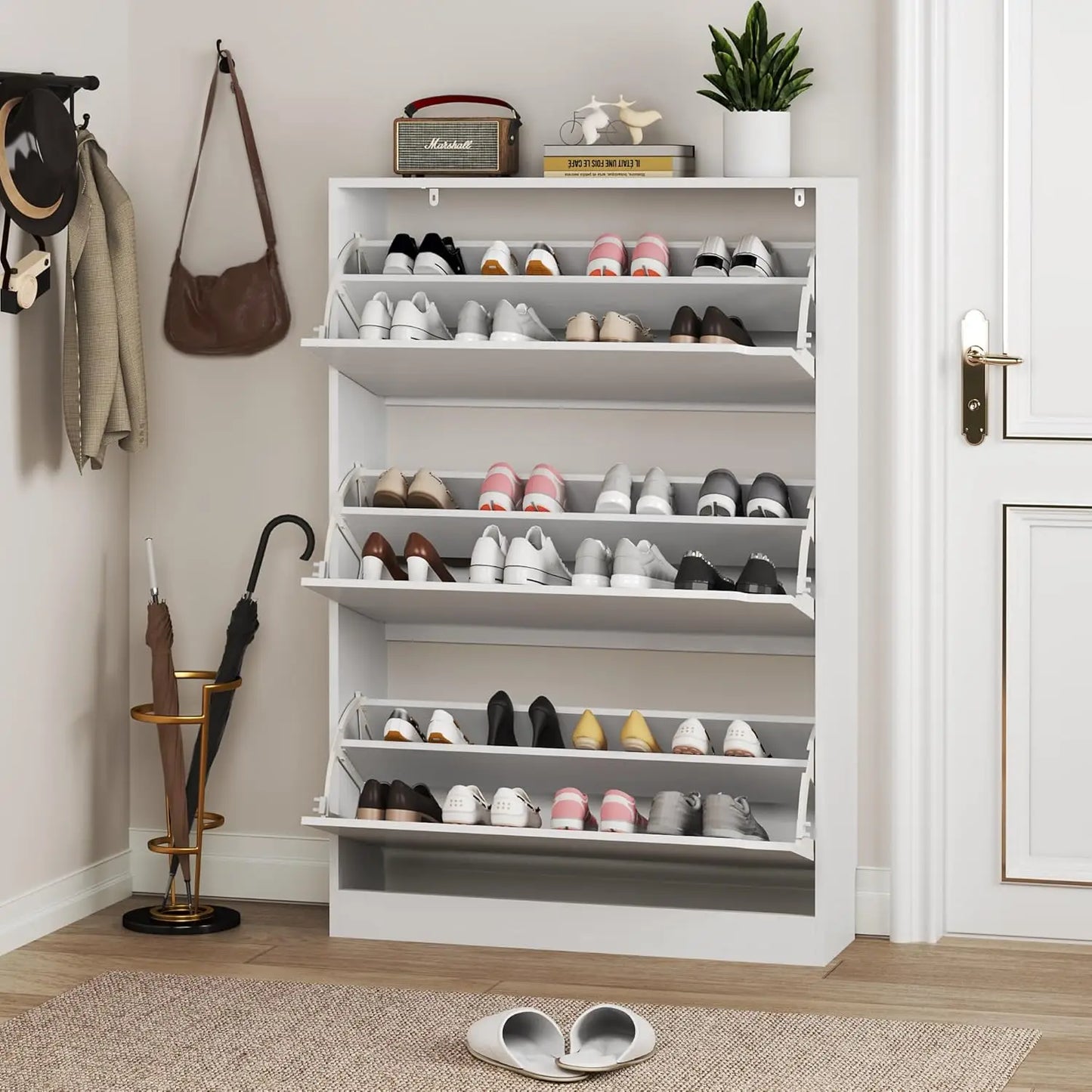 Shoe Cabinet with 3 Flip Drawers,
