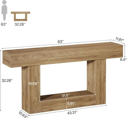 63" Farmhouse 2-Tier Entryway Table